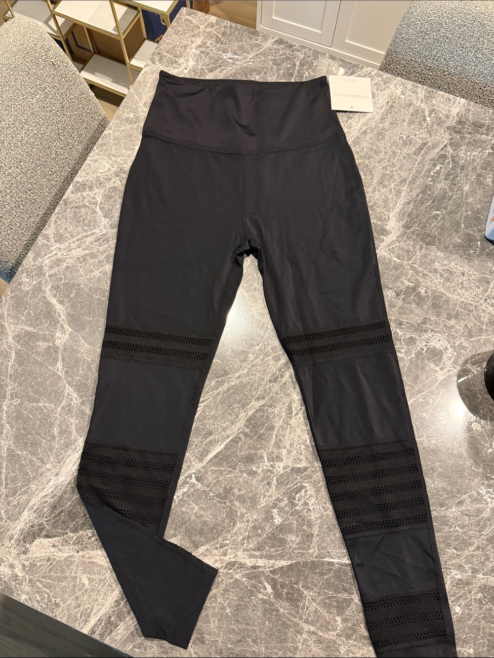 Beyond Yoga Black High-Waist Mesh Detail Leggings